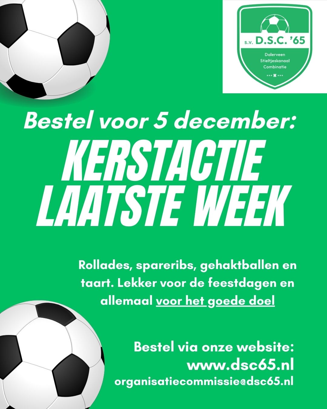 Bestel voor 5 december iets lekkers en steun de club