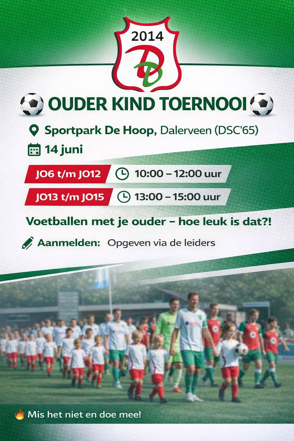 Ouder-Kind Toernooi op sportpark De Hoop