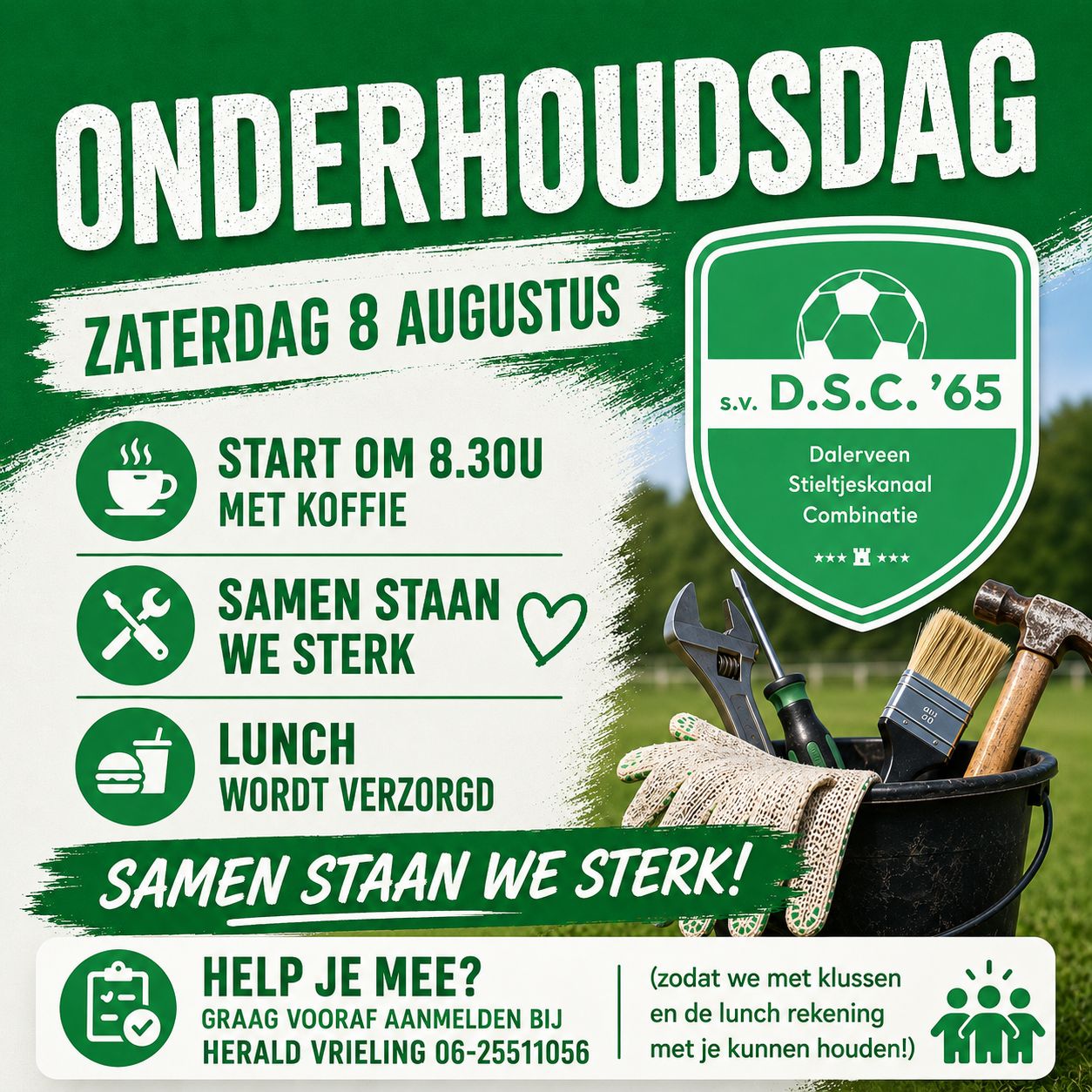 Onderhoudsdag DSC’65: samen werken aan onze club